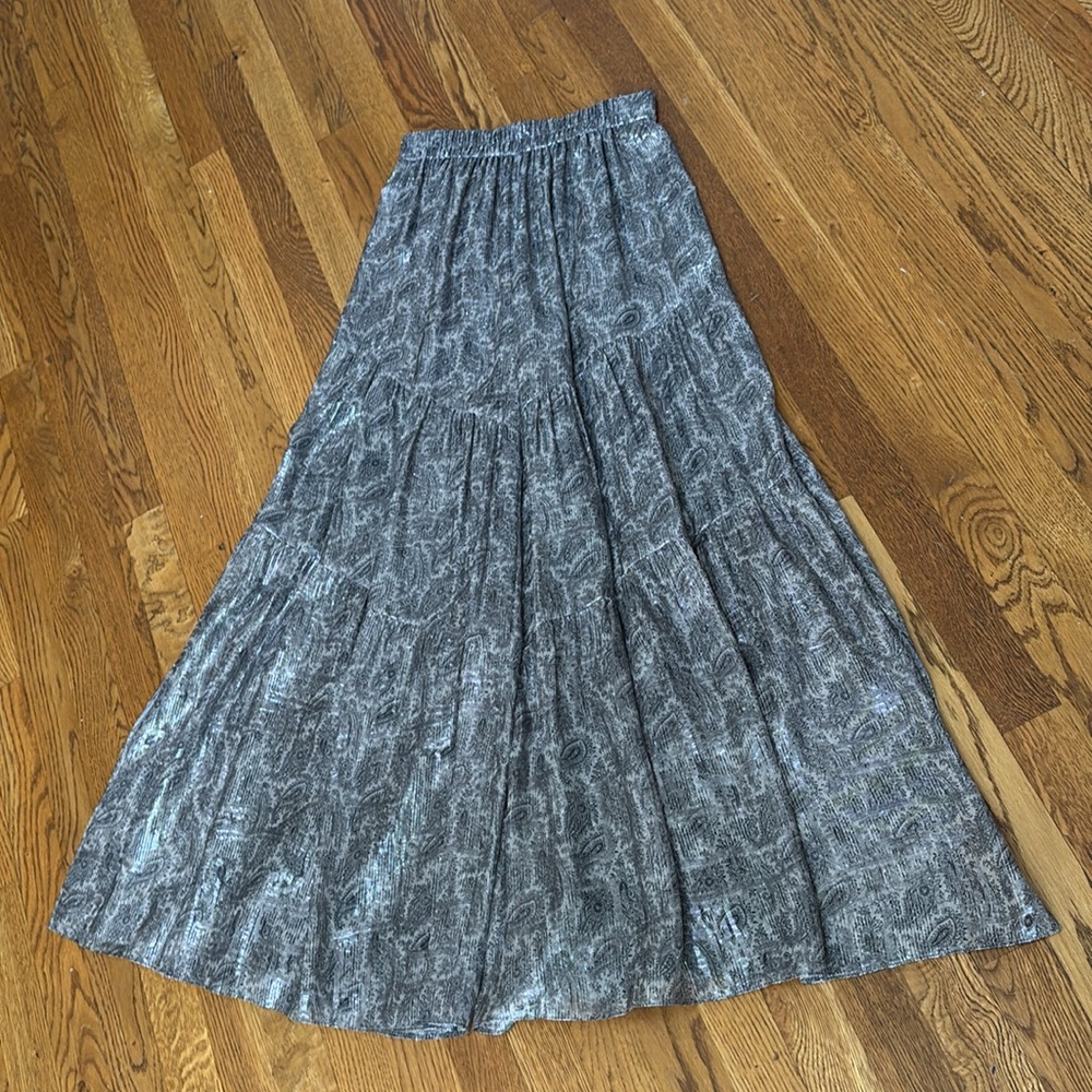 Kobi Halperin Ilse paisley silk blend metallic tiered chiffon wide leg pants XS
